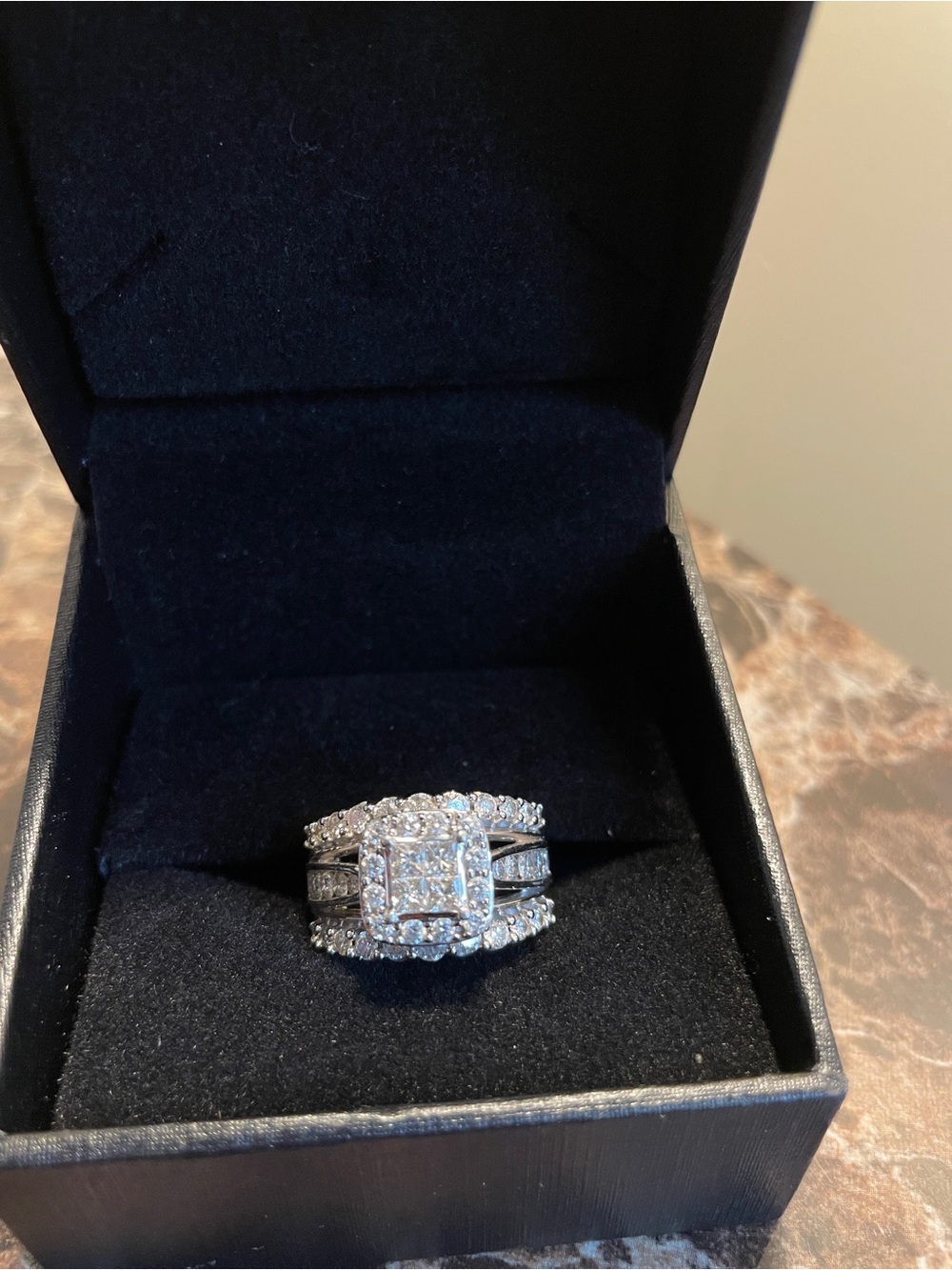 Kay Jewelers Silver Clear Crystal Halo Bridal Ring Set